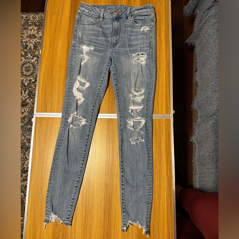 American Eagle Outfitters Ripped Light Blue Skinny Jeans